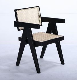 Maxence Dining Armchair - Black / Natural Rattan
