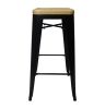 Bastille Bar Stool Black - Natural Wooden Seat