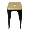 Bastille Bar Stool Black - Natural Wooden Seat