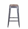 Bastille Bar Stool Grey - Iron with Wooden Seat