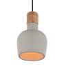 Cement Pendant Lamp with Wooden Natural Top - Ellery