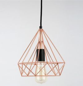 Copper Wire Pyramid Pendant Lamp