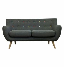Ebba 2-Seater Sofa - Grey (with multicolor buttons)