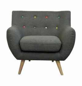 Ebba Armchair - Grey (with multicolor buttons)