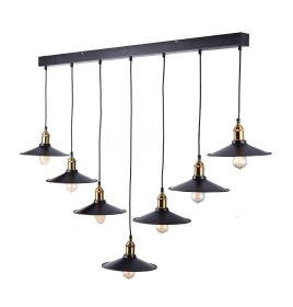 Factory Filament Rectangular Cluster Pendant Lamp - 7 Cord
