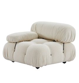 Gioia 1-Seater Chair - Right Armrest - Cream/White Boucle