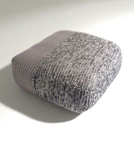 Handmade Knitted Floor Cushion | Mottled Grey & Ashes Of Roses