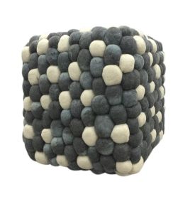 Handmade Woolen Pebble Pouf | Grey Blue