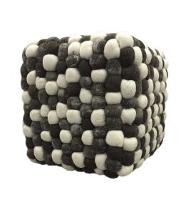 Handmade Woolen Pebble Pouf | Grey Dark
