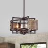 Hodge Oil Rubbed Bronze 4-Light Metal Geometric Pattern Drum Shade Chandelier