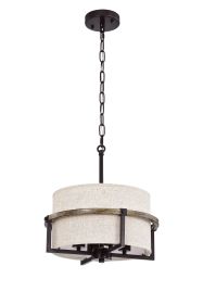 Natty Oil Rubbed Bronze 4-Light Metal/Fabric Drum Shade Chandelier