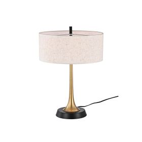 Lilie Matte Black & Gold 2-Light Fabric Drum Shade Table Lamp