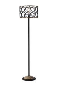 Lauren Matte Black 1-Light Open Metal Hoops Drum Shade Floor Lamp