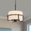Natty Oil Rubbed Bronze 4-Light Metal/Fabric Drum Shade Chandelier