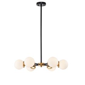Chevalier 26 Inch Matte Black And Gold With 6 Light Chandelier