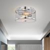 Emil Chrome 2-Light Patterned Metal Drum Shade Flush Mount