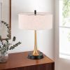 Lilie Matte Black & Gold 2-Light Fabric Drum Shade Table Lamp