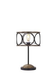 Kurt Matte Black 1-Light with Open Metal Hoops Drum Shade Table Lamp