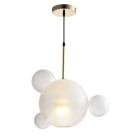 Salome Pendant Lamp - 1 Big & 3 Small Cream/White Glass Shades
