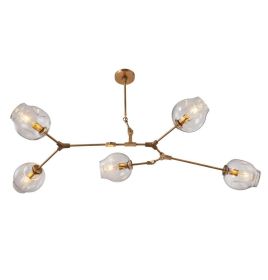 5-Globe Bubble Chandelier (Type: Vertical, Globes: Transparent, Frame: Black)