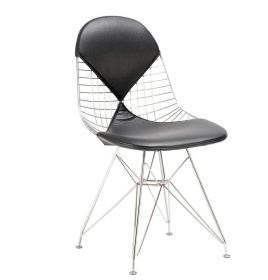 Eiffel Triangle Wire Chair - Metal (Cushion: White, Wire: Black)