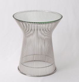 Lovise Side Table (Glass: Normal, Base: mirror-polished)
