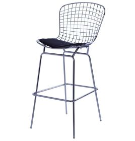 Willa Bar Stool (Cushion: Black, Wire: Black)